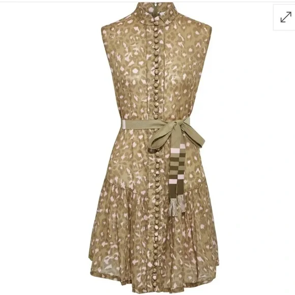 ZIMMERMANN Carnaby Belted Leopard-Print Cotton-Voile Mini Dress 0P 🐆 - Picture 9 of 11